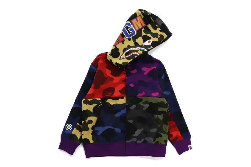 MIX CAMO CRAZY SHARK ZIP HOODIE