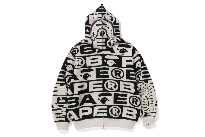 LUX SPORT PATTERN SHARK FULL ZIP HOODIE