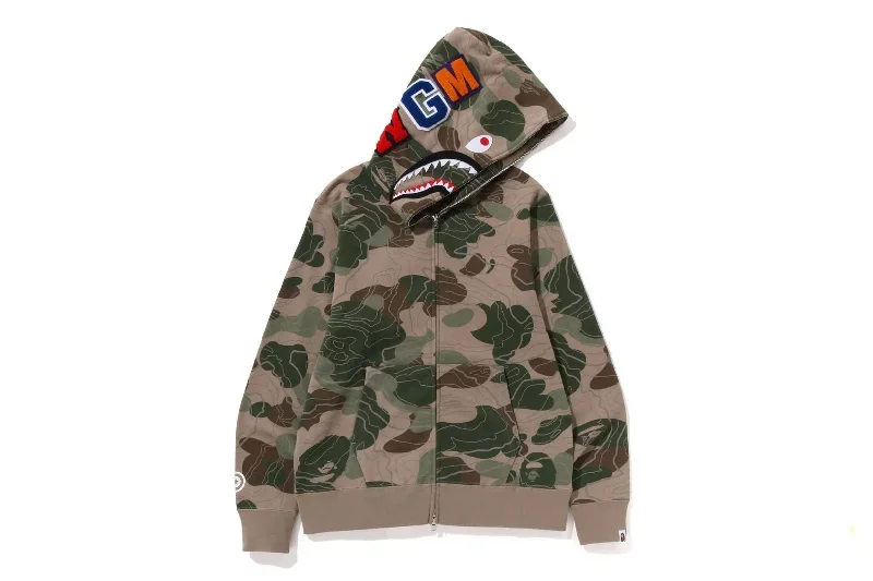 LAYERED LINE CAMO  SHARK FULL ZIP HOODIE