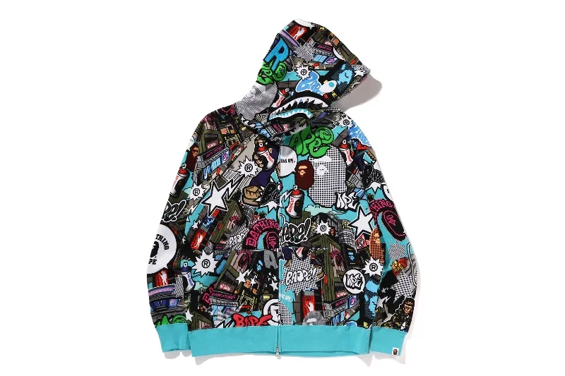 COMIC ART SHARK ZIP HOODIE