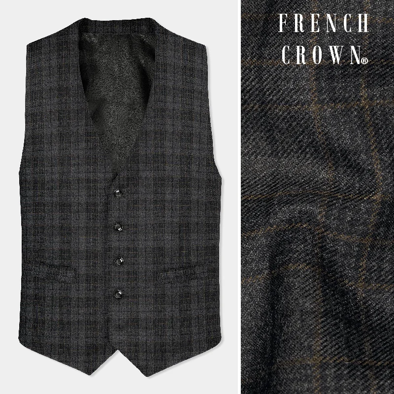 Charcoal Gray Plaid Tweed waistcoat