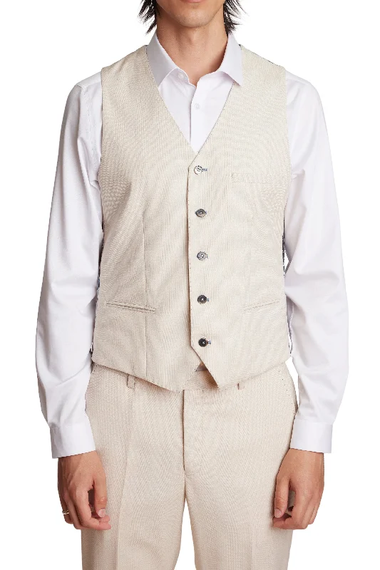 Eaton 5 Button Vest - slim - Silken Cream