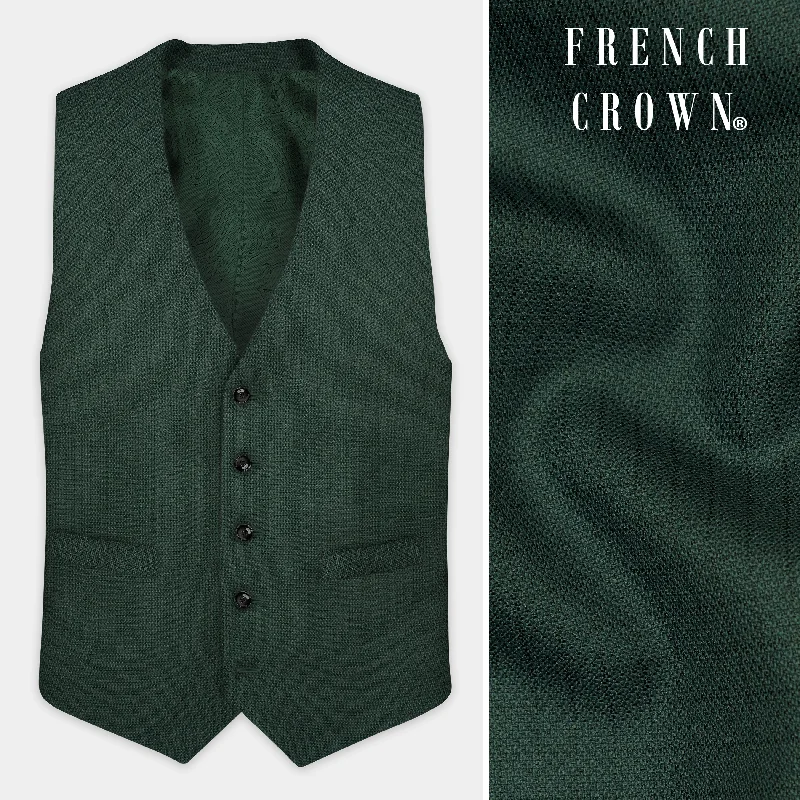 Everglade Green Plain Solid Wool Blend Waistcoat