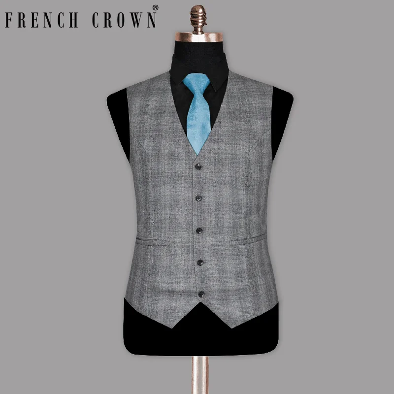 Fossil Grey Subtle Plaid Waistcoat