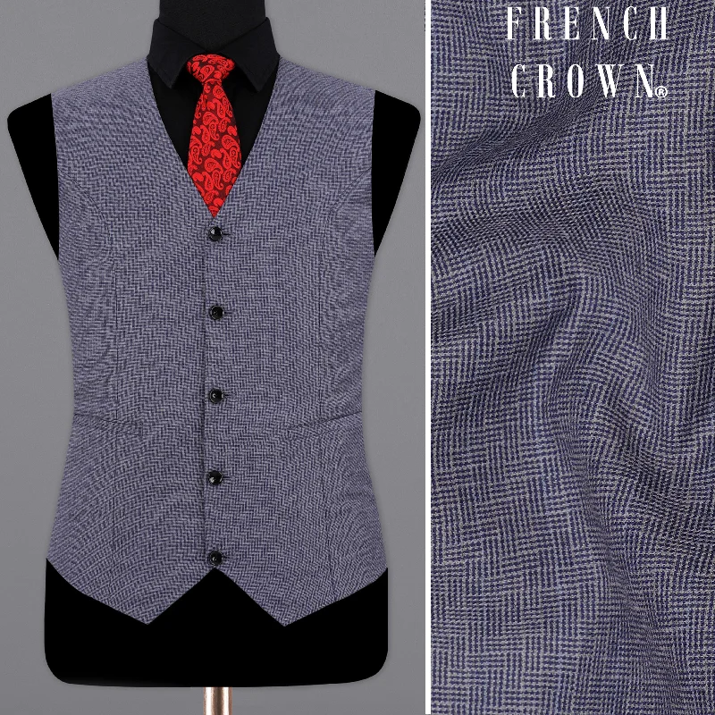 Gun Powder Blue Textured Waistcoat