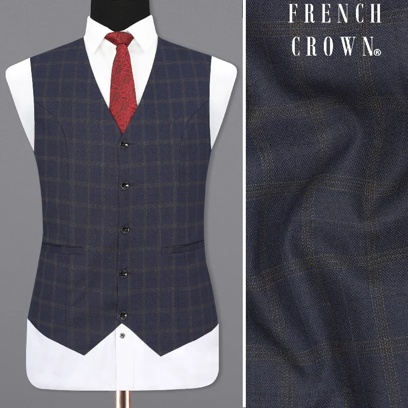 Gunmetal Blue Plaid Waistcoat