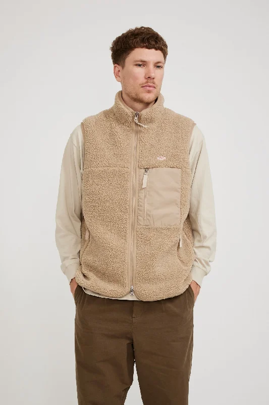 Stand Collar Vest Light Boa Beige