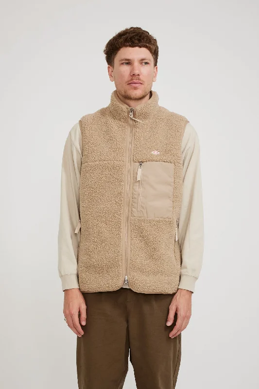 light-boa-stand-collar-vest-beige