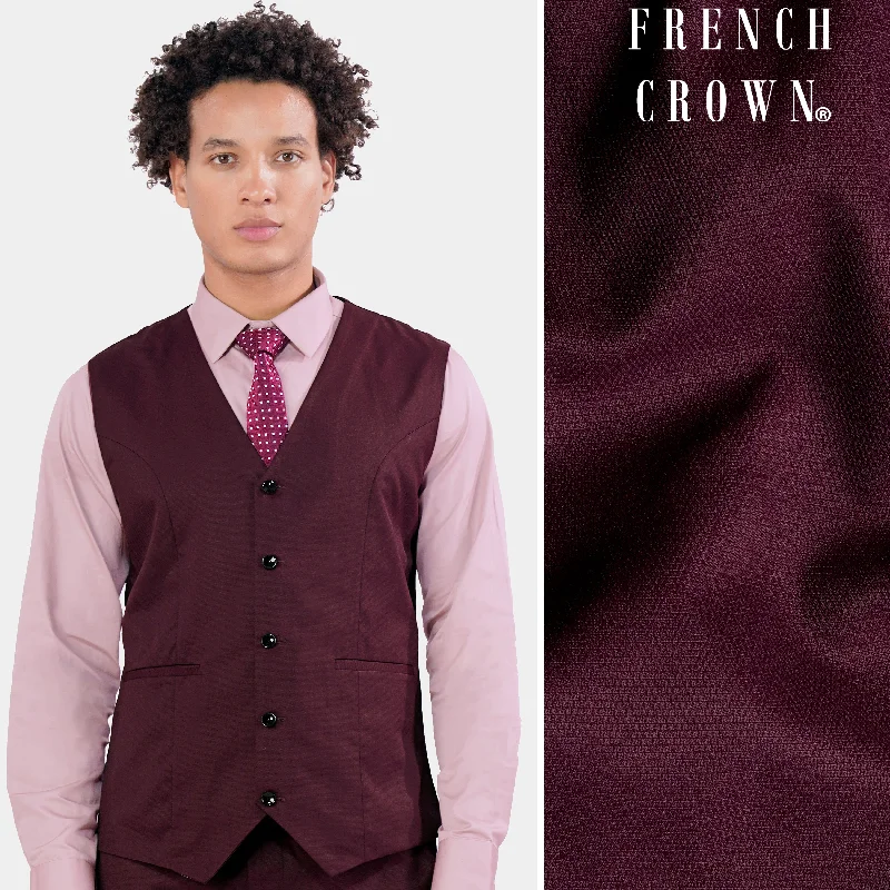 Magenta Maroon Wool Rich Waistcoat