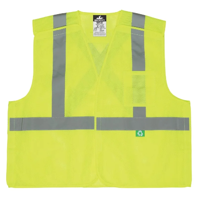 MCR Safety ANSI Class 2 Hi-Vis Recycled Materials Breakaway Vest