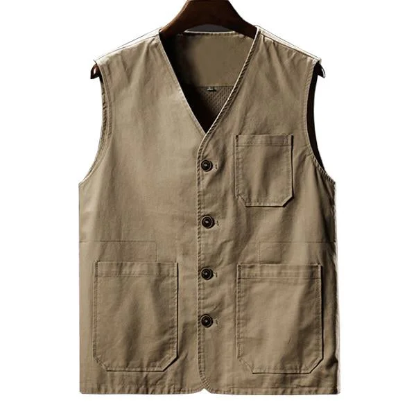 Men's Cotton V-neck Single Breasted Vest 43550015M