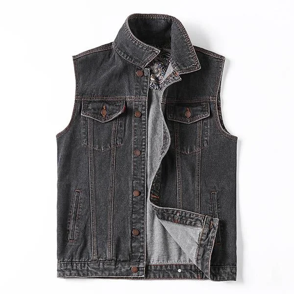 Men's Loose Casual Lapel Denim Vest 92252203M