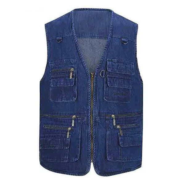 Men's Outdoor Multi-pocket Denim Vest 86805402M