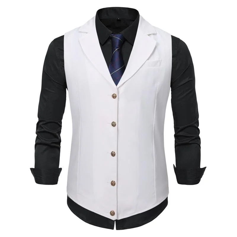 Men's Solid Notch Lapel Single Breasted Suit Vest 83789239Z