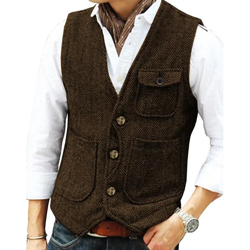 mens-v-neck-single-breasted-tweed-vest-39854419m