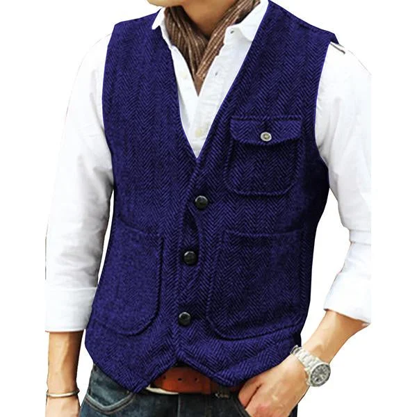 mens-v-neck-single-breasted-tweed-vest-39854419m