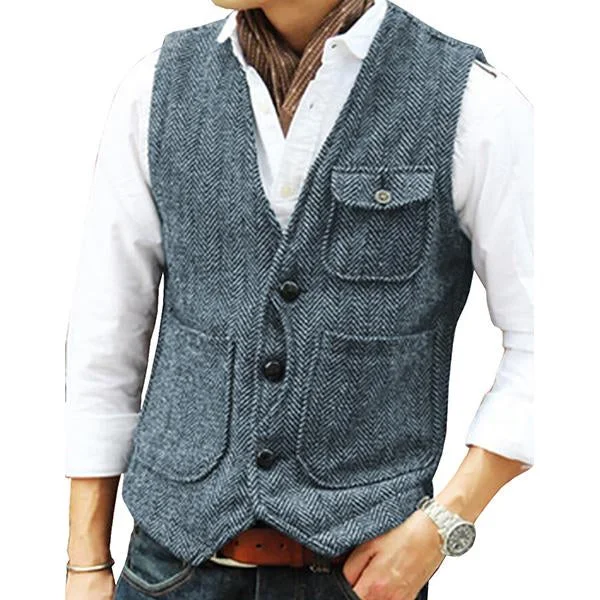 mens-v-neck-single-breasted-tweed-vest-39854419m