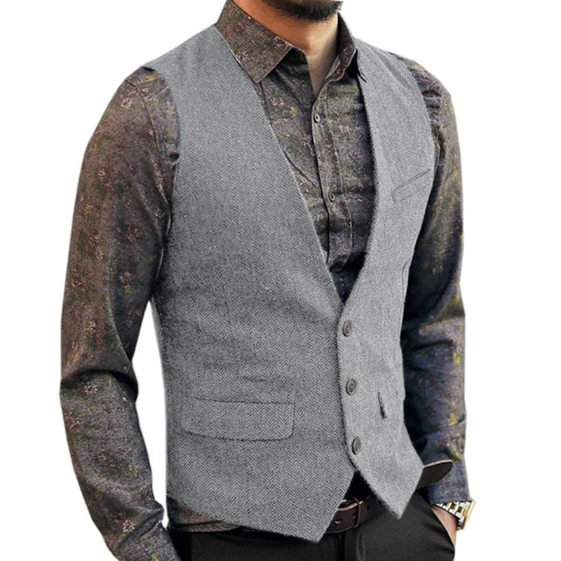 mens-v-neck-tweed-single-breasted-vest-89211169m