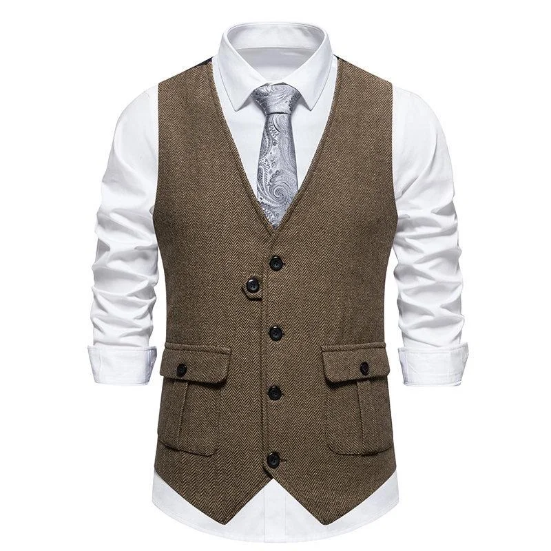 mens-vintage-herringbone-fabric-v-neck-suit-vest-13250914y