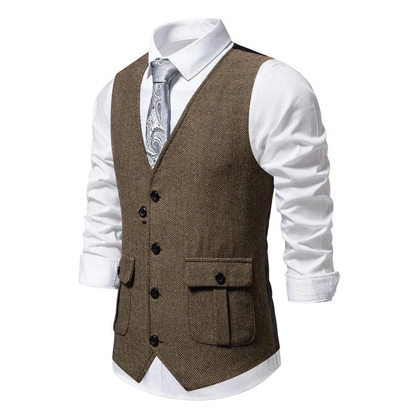 mens-vintage-herringbone-fabric-v-neck-suit-vest-13250914y