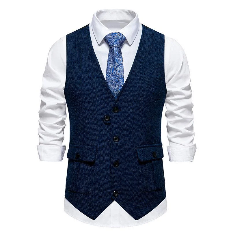 mens-vintage-herringbone-fabric-v-neck-suit-vest-13250914y