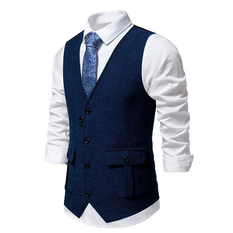 mens-vintage-herringbone-fabric-v-neck-suit-vest-13250914y