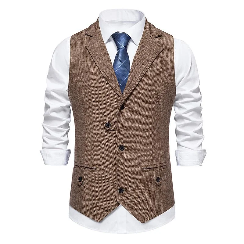 Men's Vintage Lapel Single Breasted Suit Vest (Shirt and Tie Excluded) 77133391M