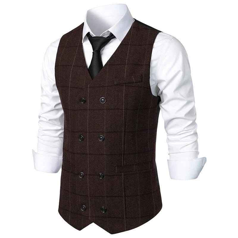 mens-vintage-plaid-v-neck-double-breasted-suit-vest-70463888z