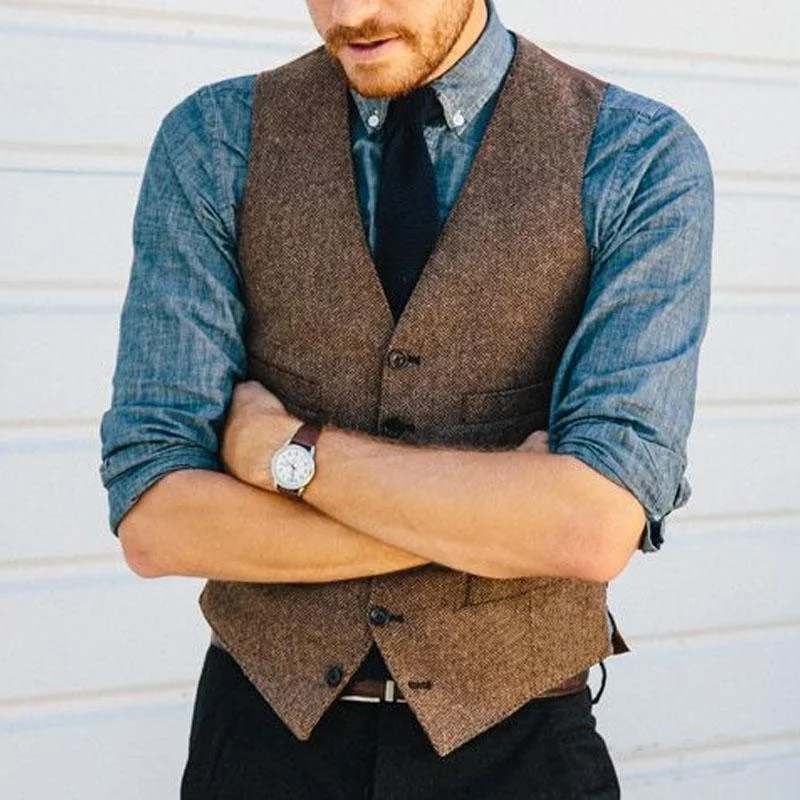 mens-vintage-v-neck-herringbone-single-breasted-suit-vest-21328439m