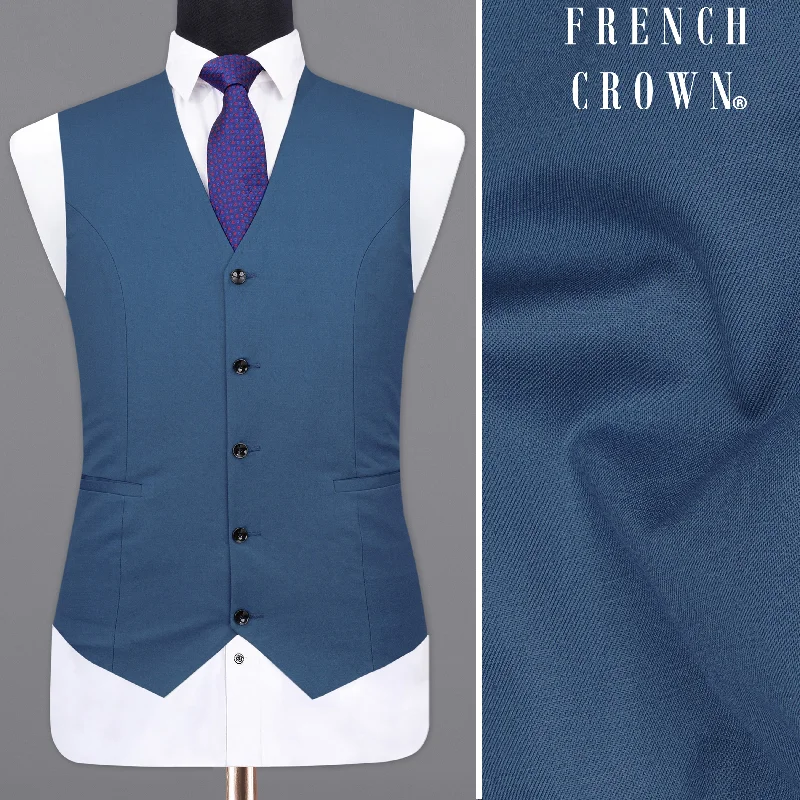 River Bed Blue Textured Waistcoat