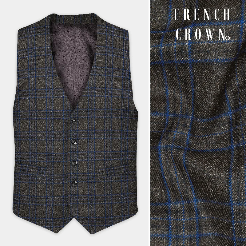 Shark Gray with Chambray Blue Plaid Tweed Waistcoat