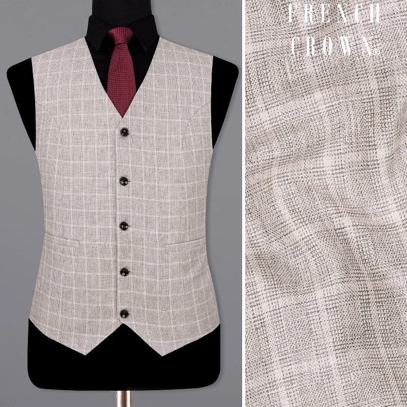 Timberwolf light Brown Plaid Waistcoat