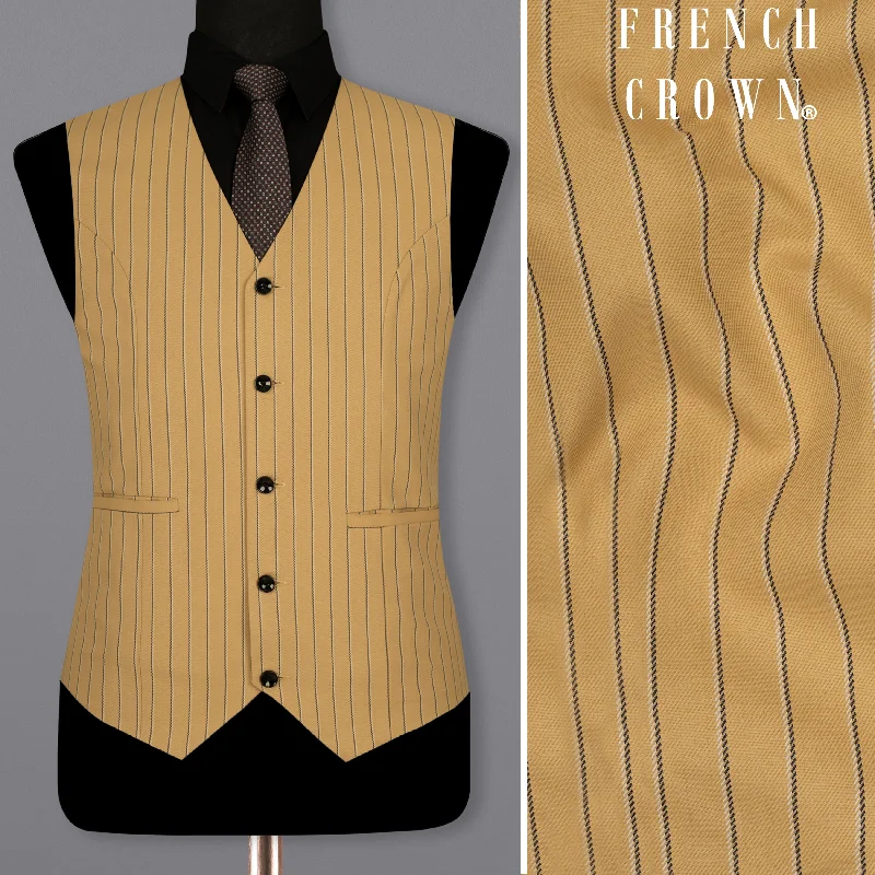 Twine Brown Striped Wool Rich Waistcoat