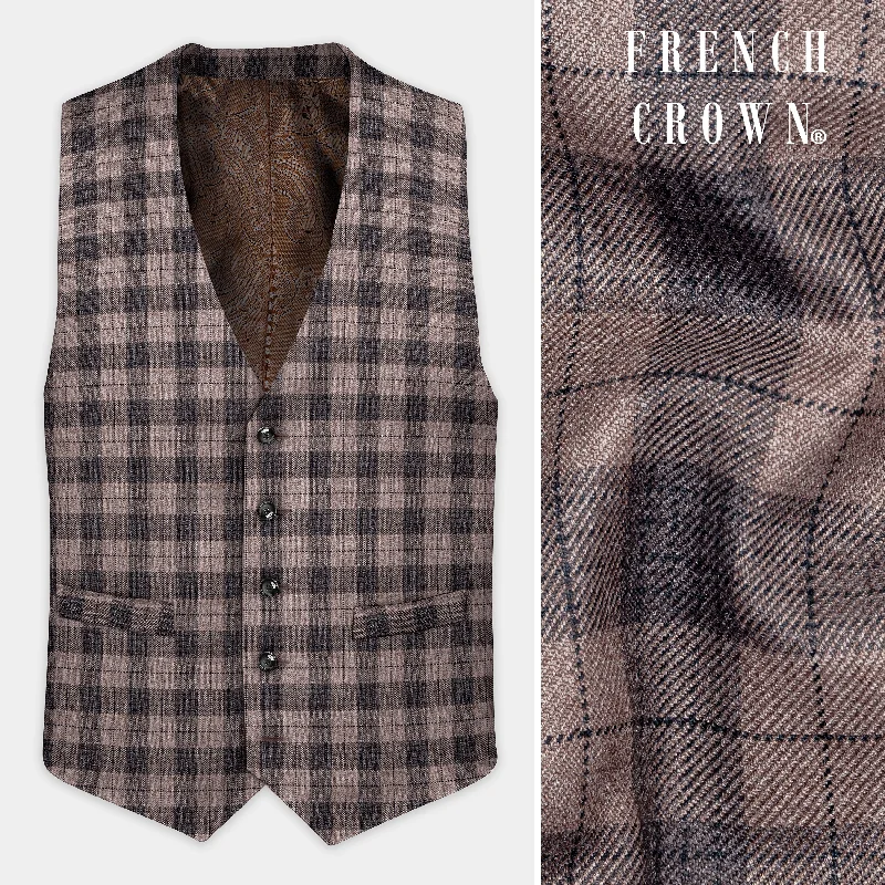 Vampire Brown Checks Plaid Waistcoat