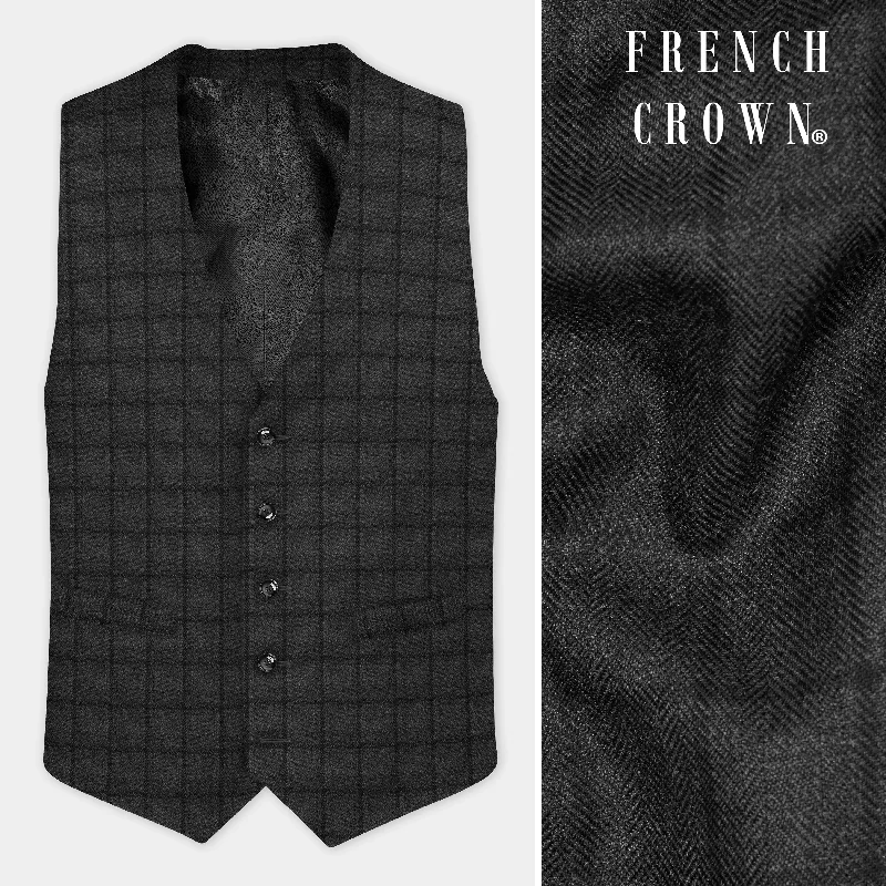 Zeus Dark Brown Plaid Tweed Waistcoat