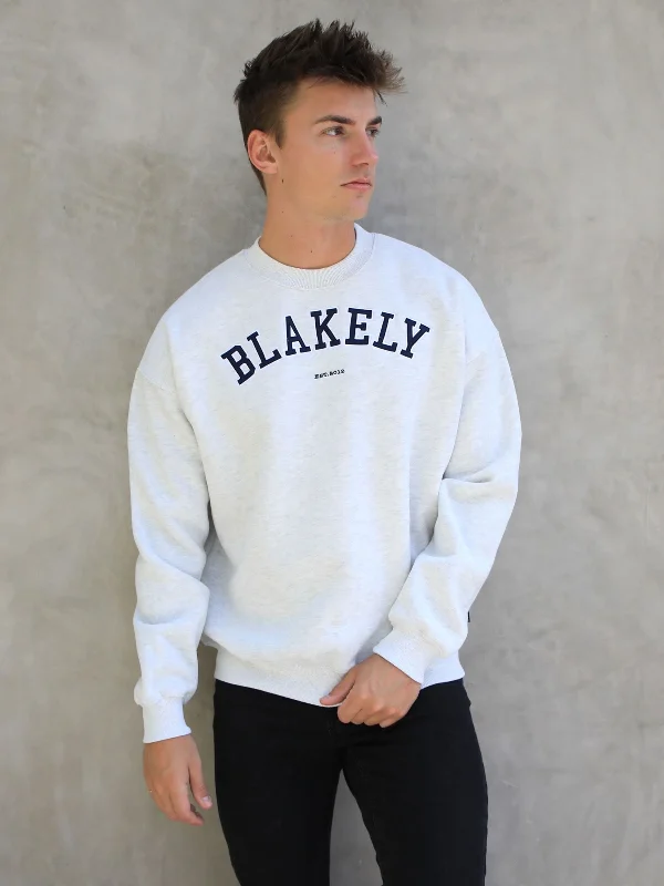 Varsity Relaxed Jumper - Marl White