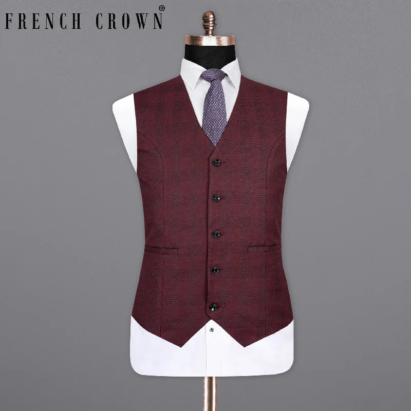 Buccaneer Burgundy Plaid Wool Rich Waistcoat