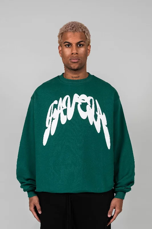 COMIC FOREST GREEN CREWNECK