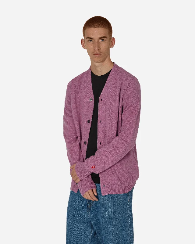 Lambswool V Neck Cardigan Purple