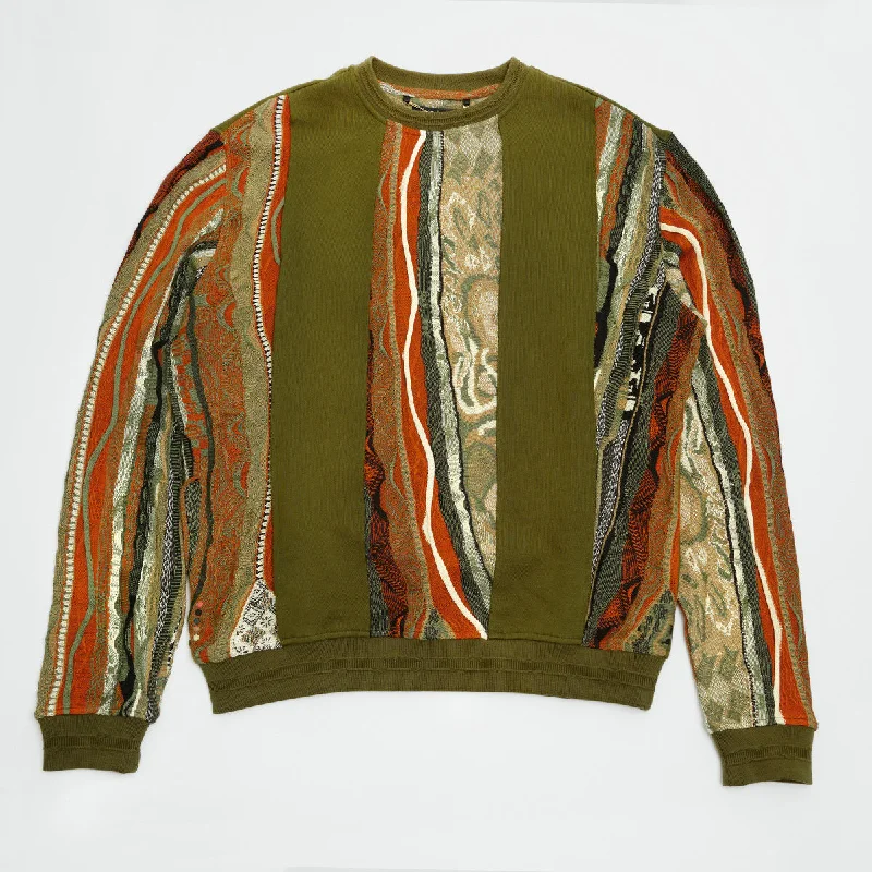 COOGI Sweater Pieced Fleece Crew- Olive