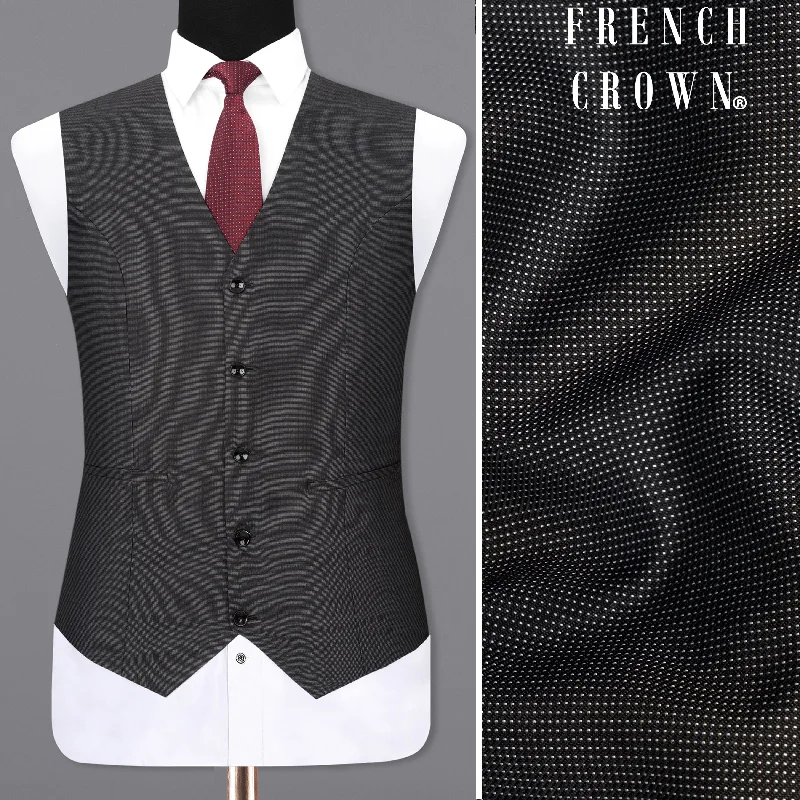 Dark Grey Dotted Textured Waistcoat