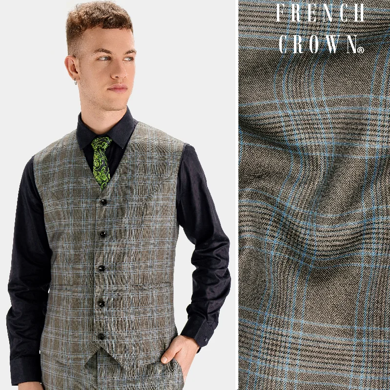 Dorado Brown with Casper Gray Plaid Wool Rich Waistcoat