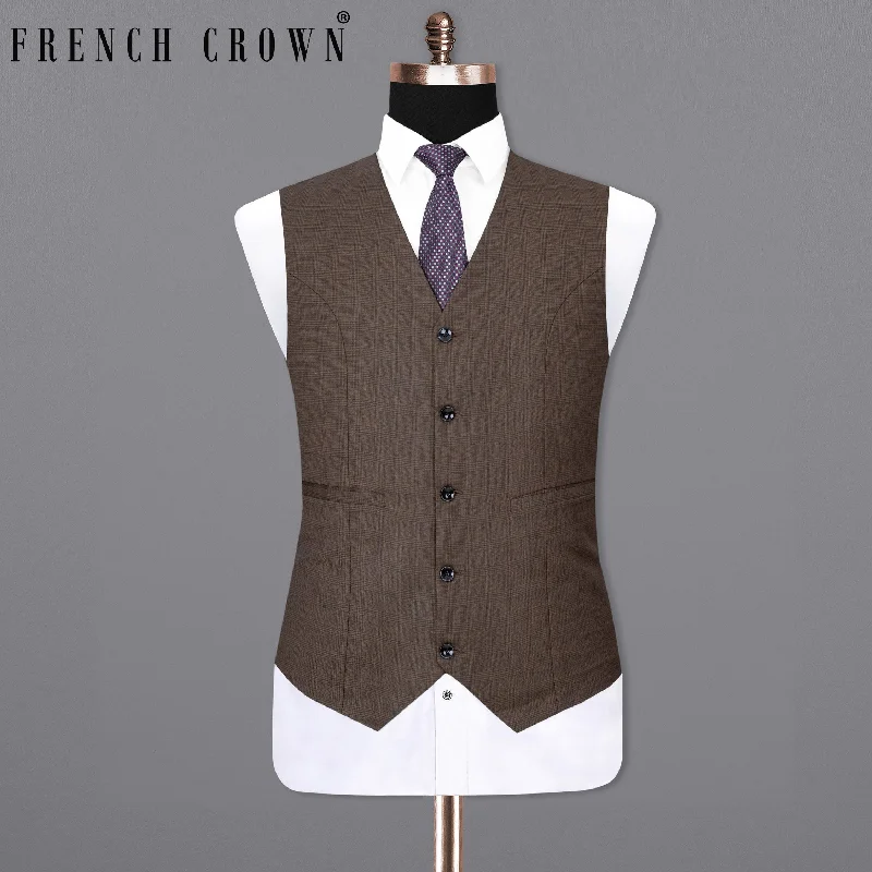 Irish Coffee Brown Plaid Waistcoat