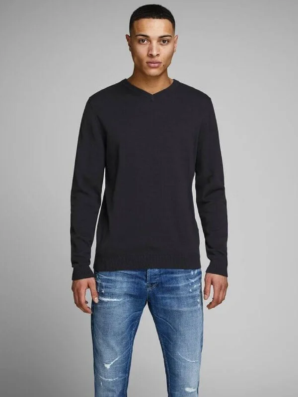 Basic knit v-neck - Sort