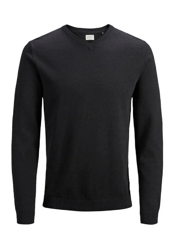 jjebasic-knit-v-neck-black-herre