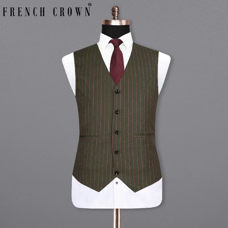 Kelp Green Woolrich Striped Waistcoat