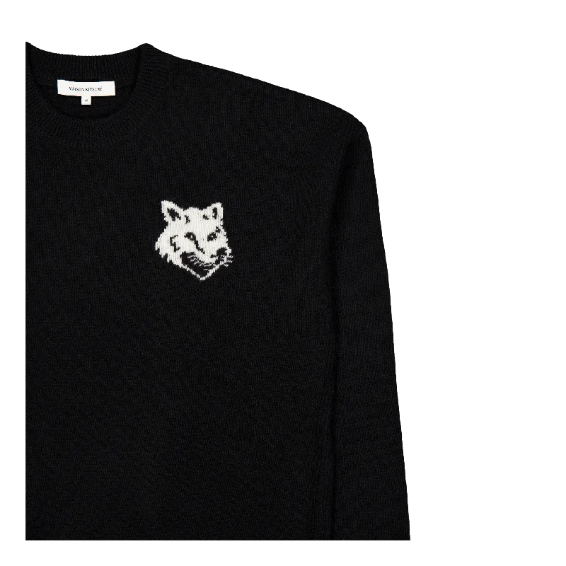 maison-kitsun-fox-head-intarsia-comfort-jump-black