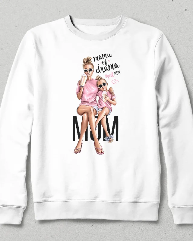 Mama of drama beyaz sweatshirt