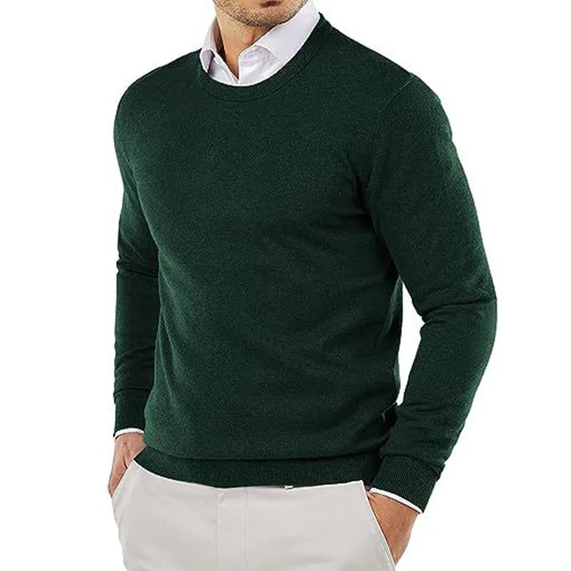 mens-casual-solid-color-round-neck-knitted-pullover-sweater-60940040m