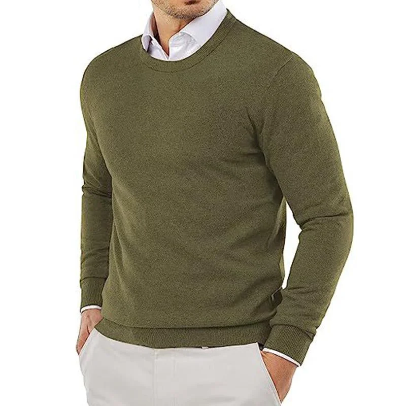 mens-casual-solid-color-round-neck-knitted-pullover-sweater-60940040m